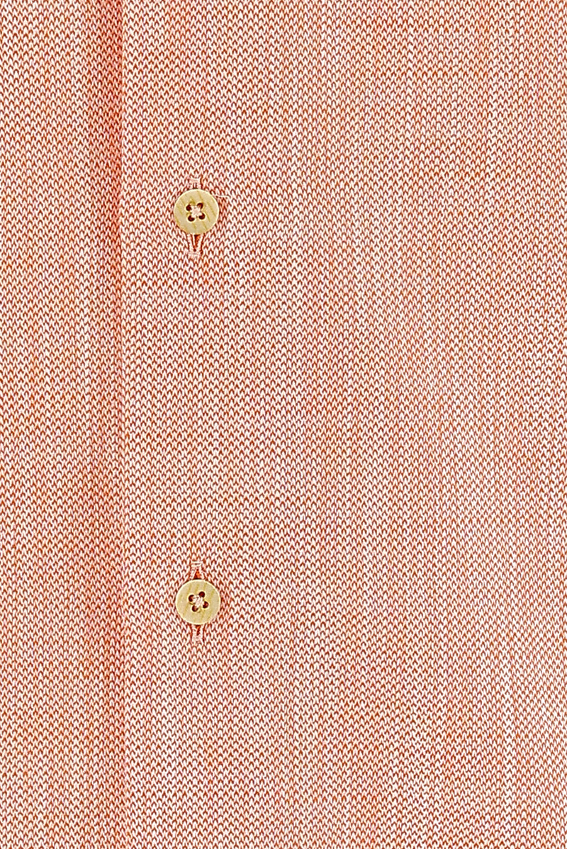 Açık Turuncu Kısa Kol Regular Fit Desenli Pamuk Gömlek