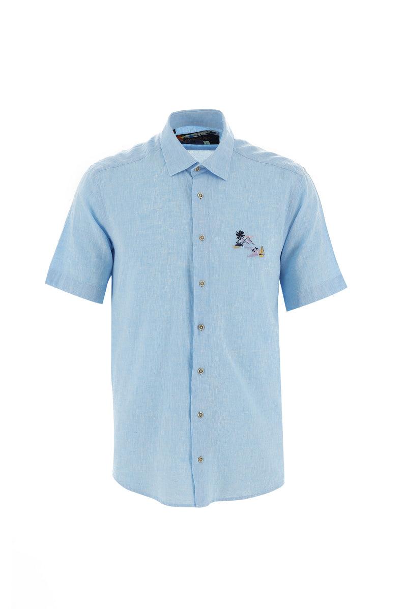 Açık Turkuaz Kısa Kol Klasik Gömlek