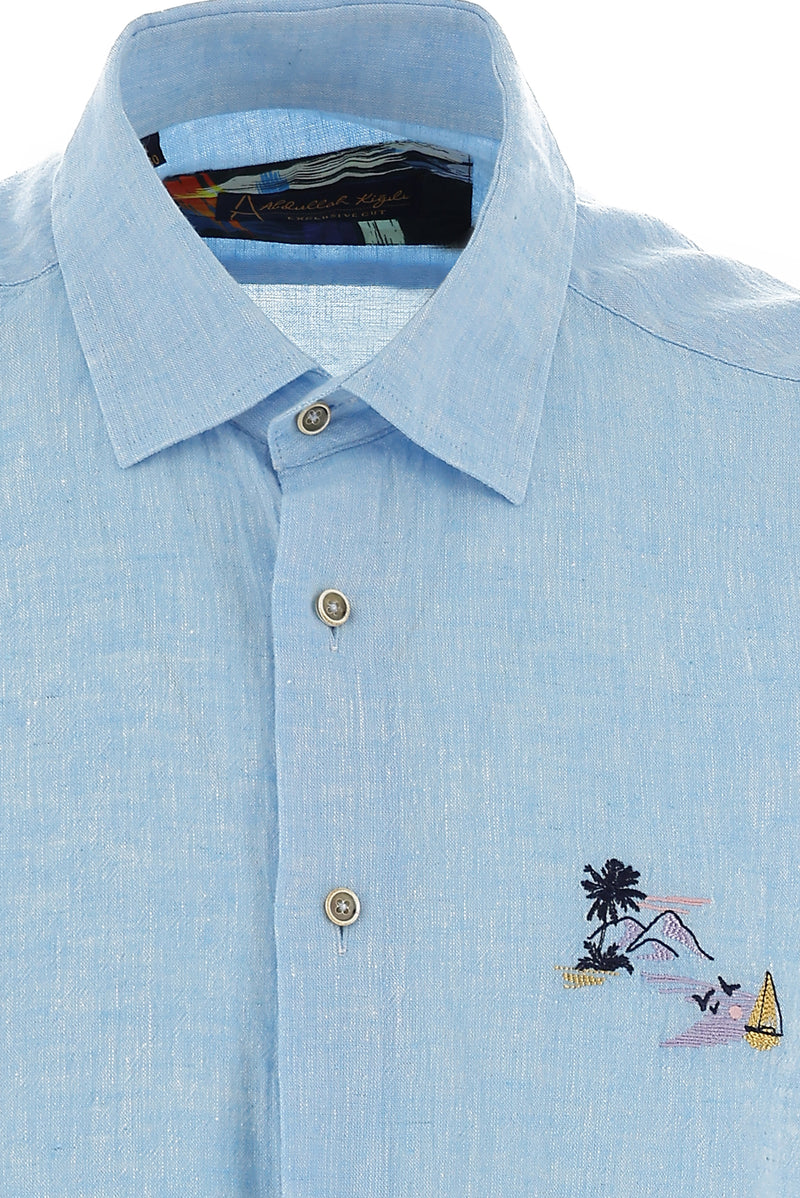 Açık Turkuaz Kısa Kol Klasik Gömlek