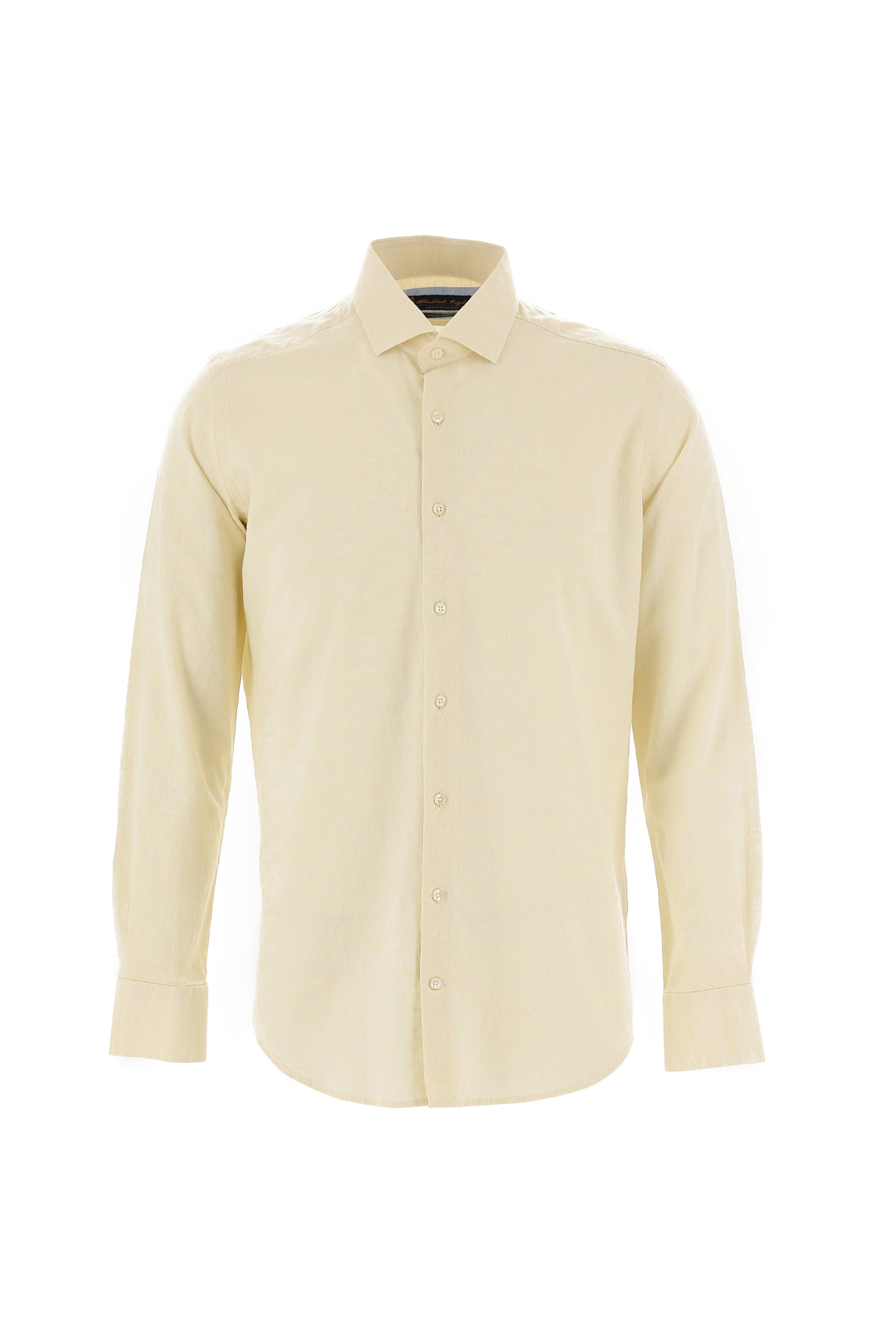 Açık Sarı Uzun Kol Slim Fit Dar Kesim Pamuk Gömlek