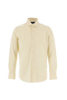 Açık Sarı Uzun Kol Slim Fit Dar Kesim Pamuk Gömlek