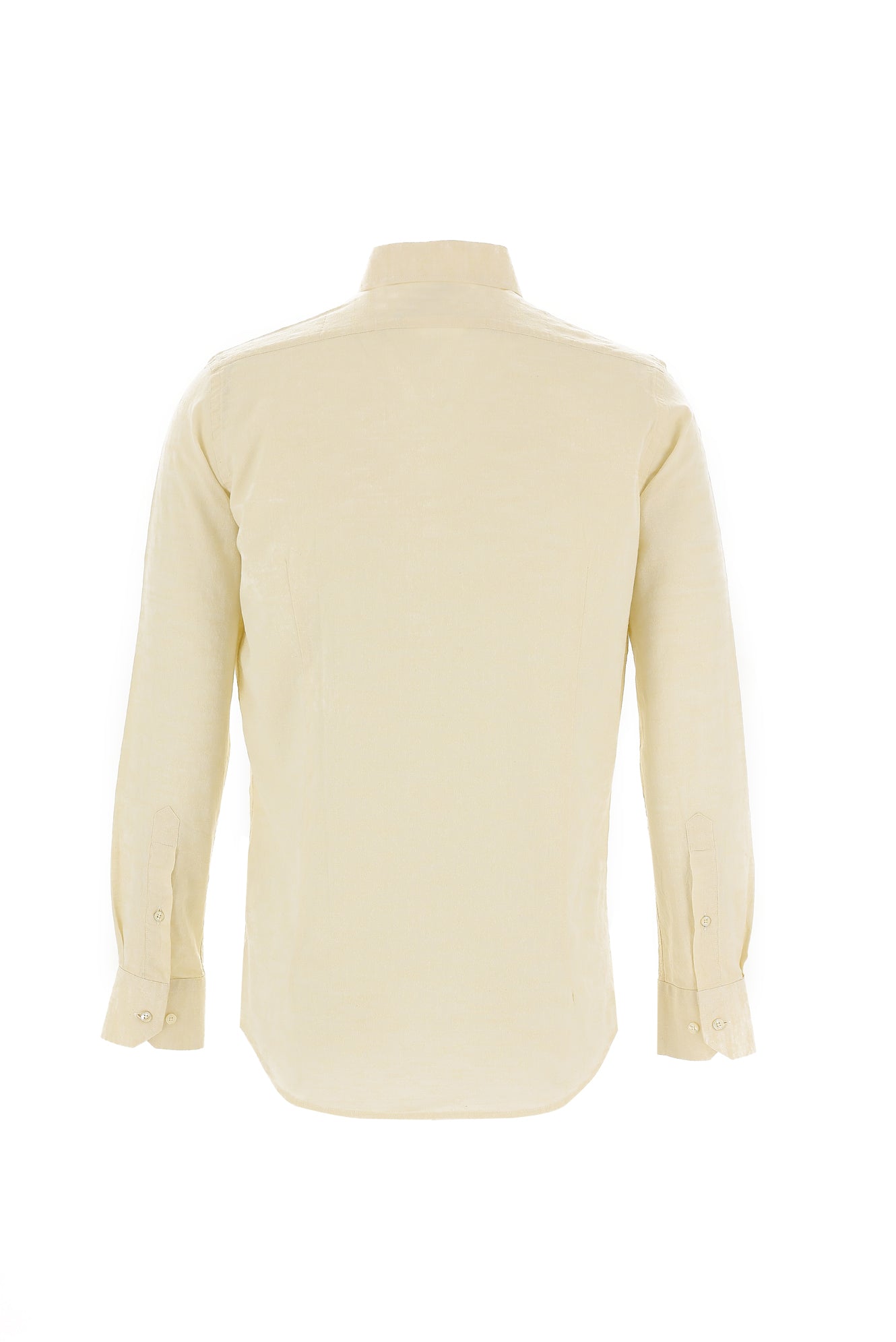 Açık Sarı Uzun Kol Slim Fit Dar Kesim Pamuk Gömlek