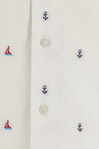 Beyaz Uzun Kol Regular Fit Desenli Pamuk Gömlek