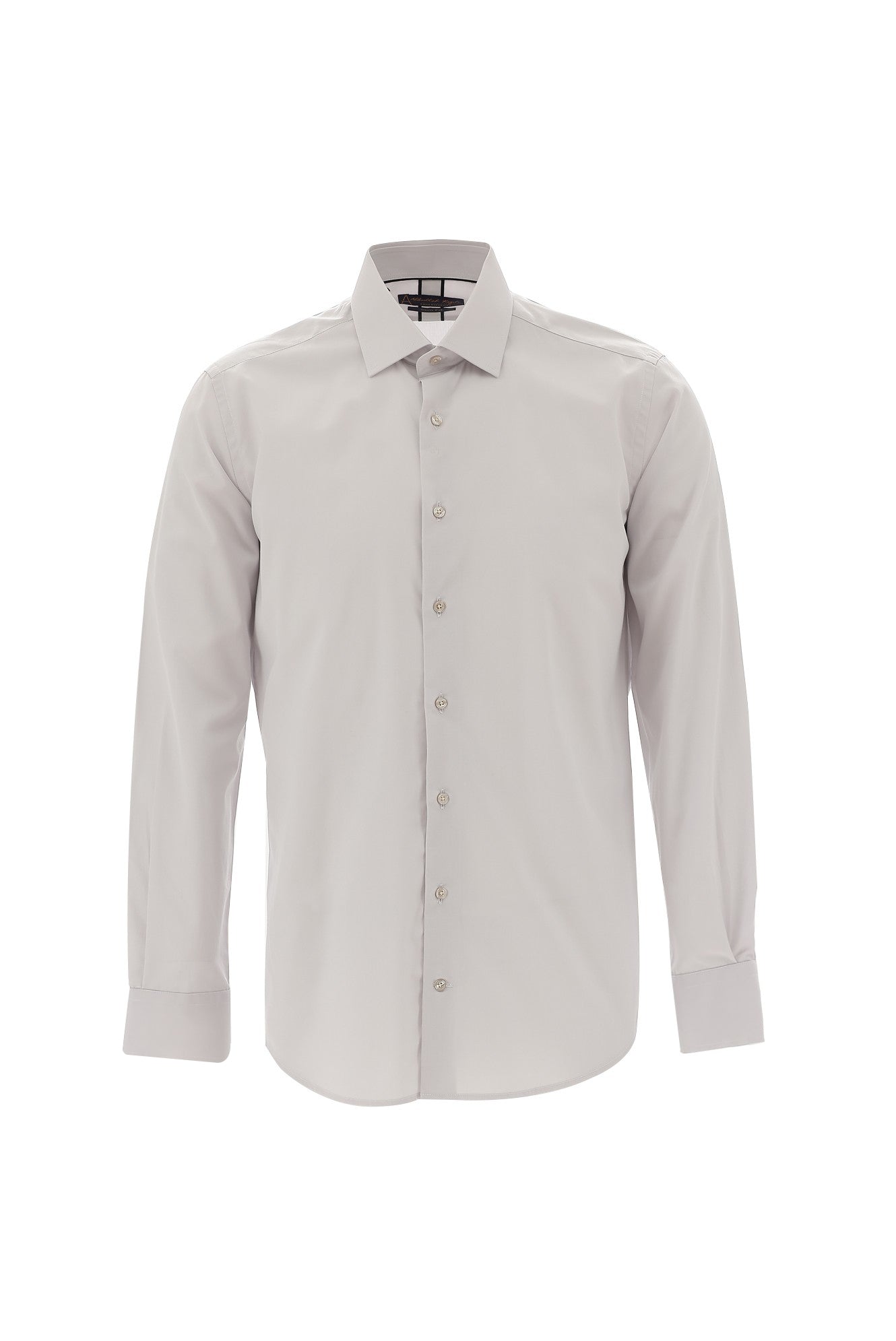 Açık Gri Uzun Kol Slim Fit Dar Kesim Klasik Pamuklu Bambu Pamuklu Gömlek