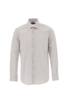 Açık Gri Uzun Kol Slim Fit Dar Kesim Klasik Pamuklu Bambu Pamuklu Gömlek