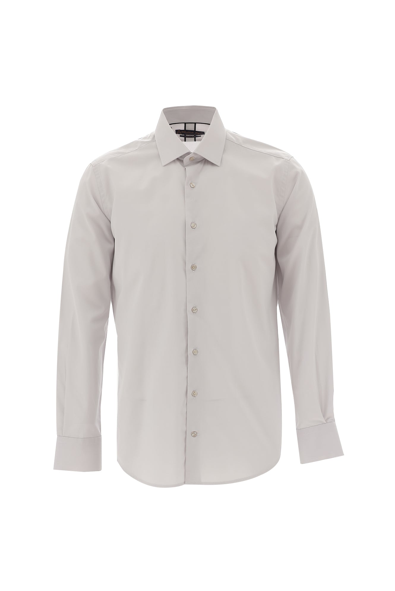 Açık Gri Uzun Kol Slim Fit Dar Kesim Klasik Pamuklu Bambu Pamuklu Gömlek