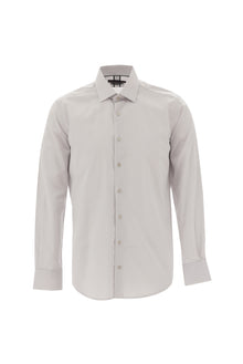 Açık Gri Uzun Kol Slim Fit Dar Kesim Klasik Pamuklu Bambu Pamuklu Gömlek