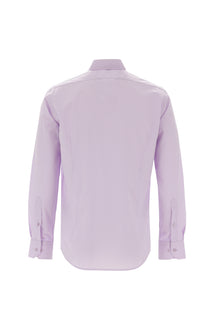 Lila Uzun Kol Slim Fit Dar Kesim Klasik Bambu Gömlek