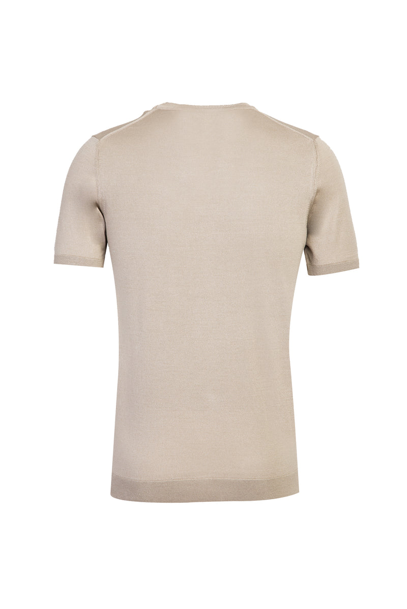 Açık Bej Bisiklet Yaka Regular Fit T-shirt