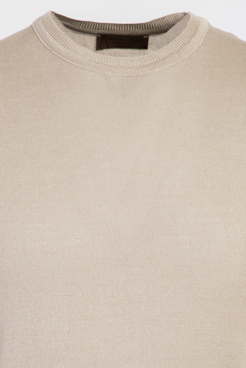 Açık Bej Bisiklet Yaka Regular Fit T-shirt