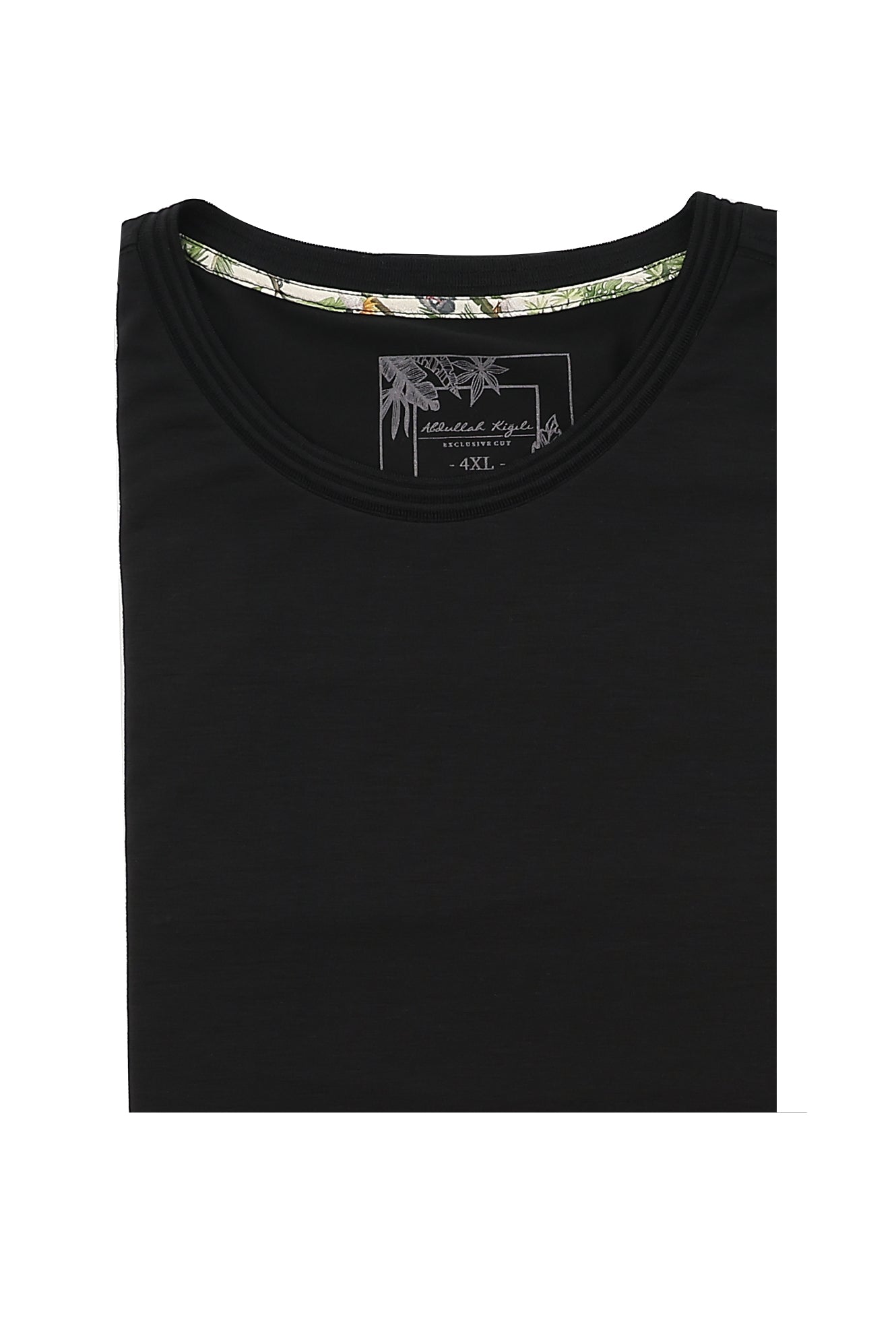 Siyah Büyük Beden Bisiklet Yaka T-shirt