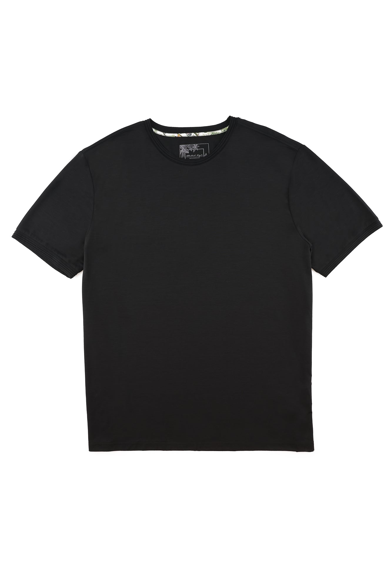 Siyah Büyük Beden Bisiklet Yaka T-shirt