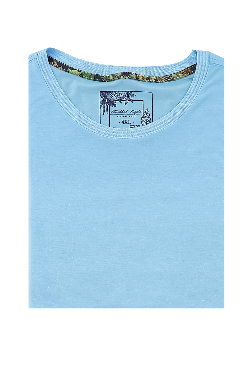 Açık Mavi Büyük Beden Bisiklet Yaka T-shirt