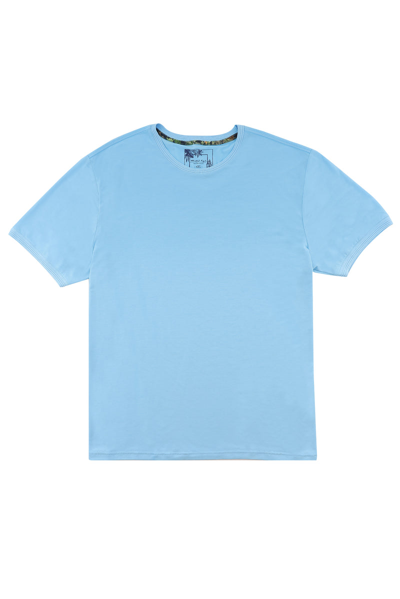 Açık Mavi Büyük Beden Bisiklet Yaka T-shirt