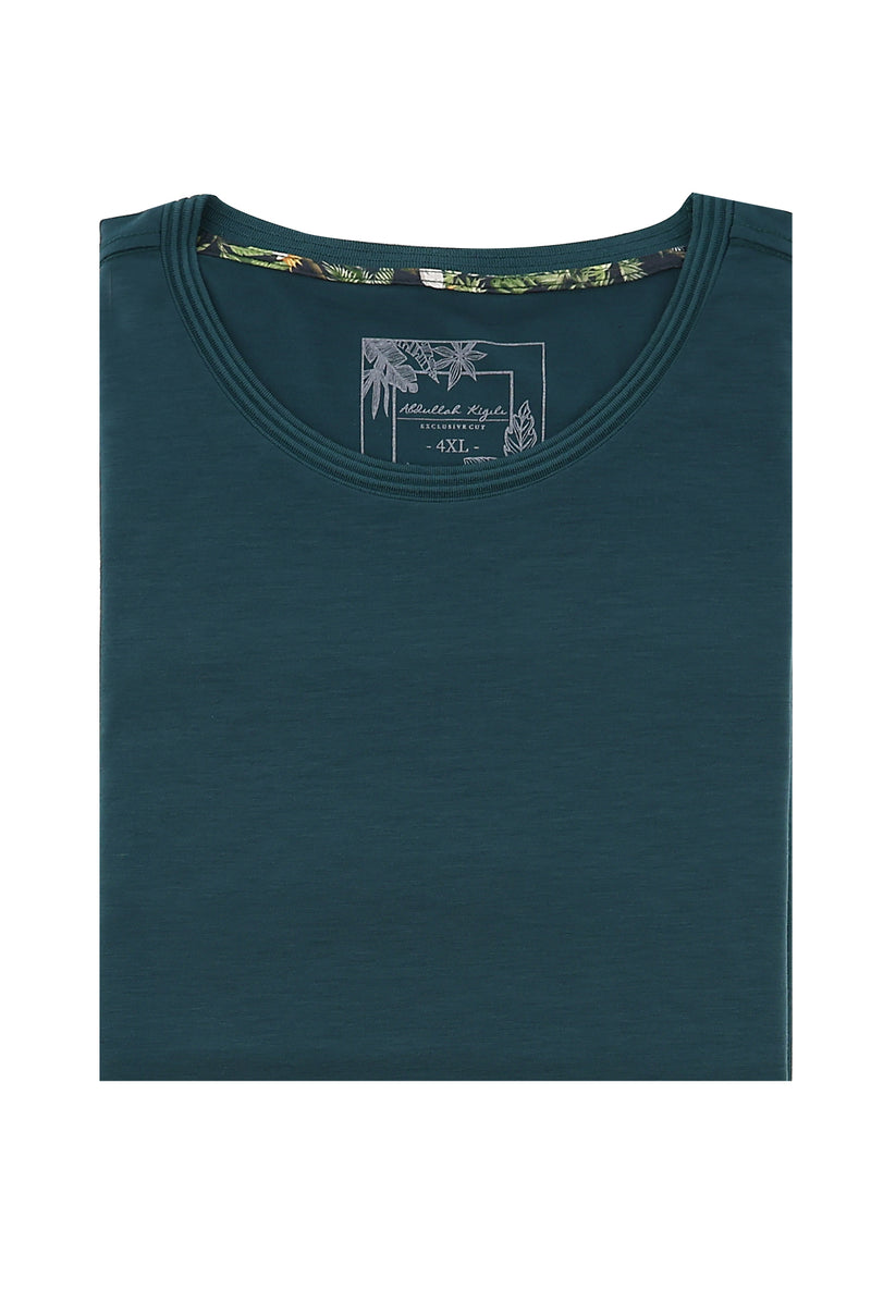Zümrüt Yeşili Büyük Beden Bisiklet Yaka T-shirt