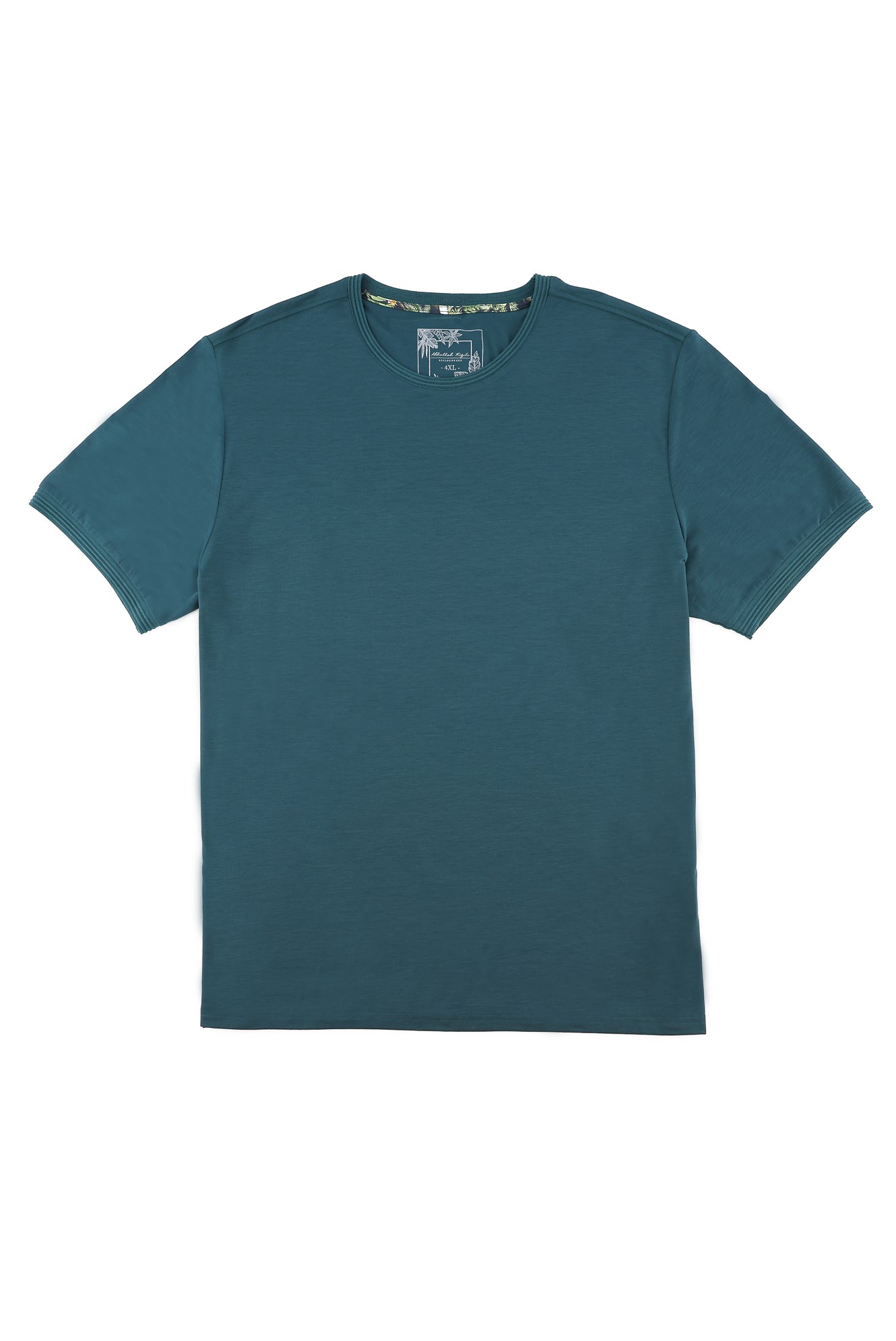 Zümrüt Yeşili Büyük Beden Bisiklet Yaka T-shirt