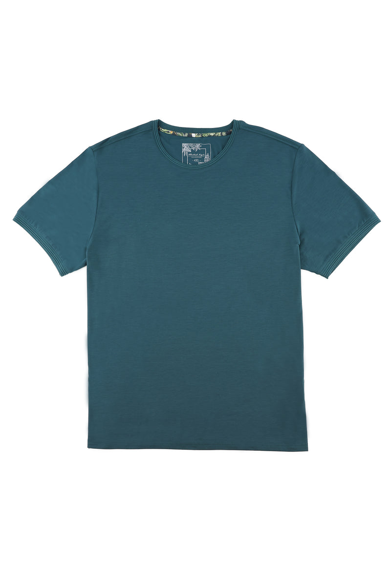 Zümrüt Yeşili Büyük Beden Bisiklet Yaka T-shirt