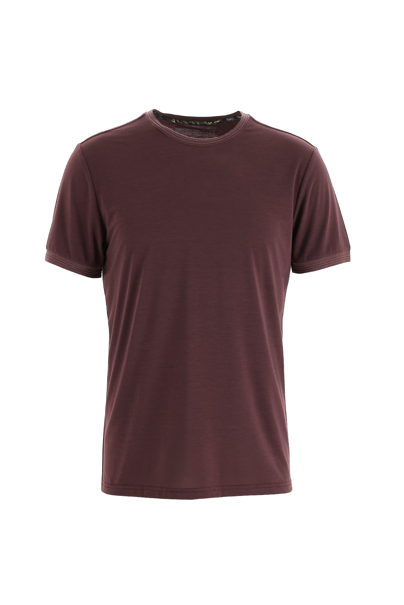 Koyu Bordo Bisiklet Yaka Slim Fit Dar Kesim T-shirt