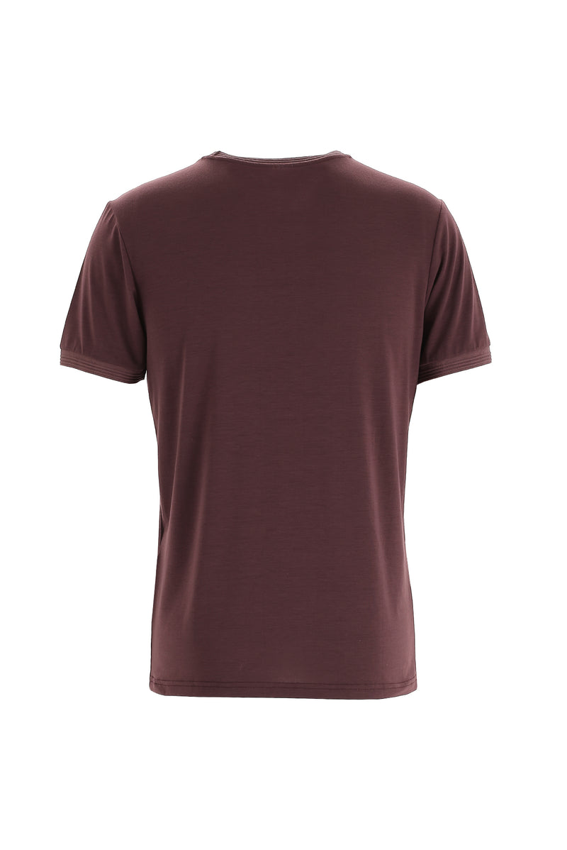 Koyu Bordo Bisiklet Yaka Slim Fit Dar Kesim T-shirt