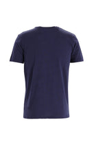 Orta Lacivert Bisiklet Yaka Slim Fit Dar Kesim Bask?l? Pamuk T-shirt-Abdullah Ki??l?