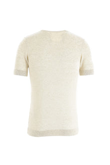 Ekru Düğmeli Yaka Slim Fit Dar Kesim T-shirt