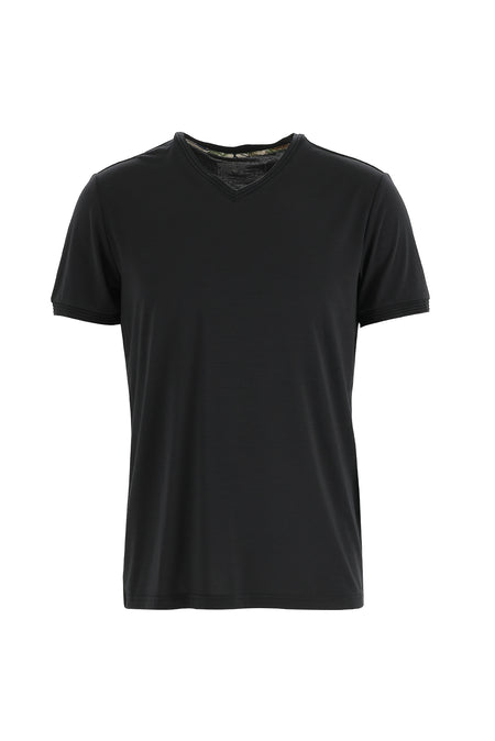 Siyah V Yaka Slim Fit Dar Kesim T-shirt