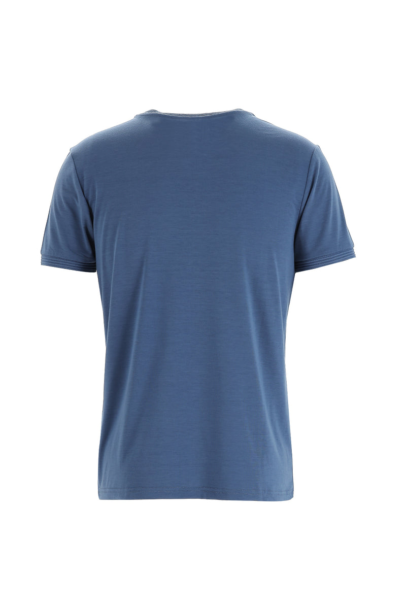 Koyu İndigo V Yaka Slim Fit Dar Kesim T-shirt