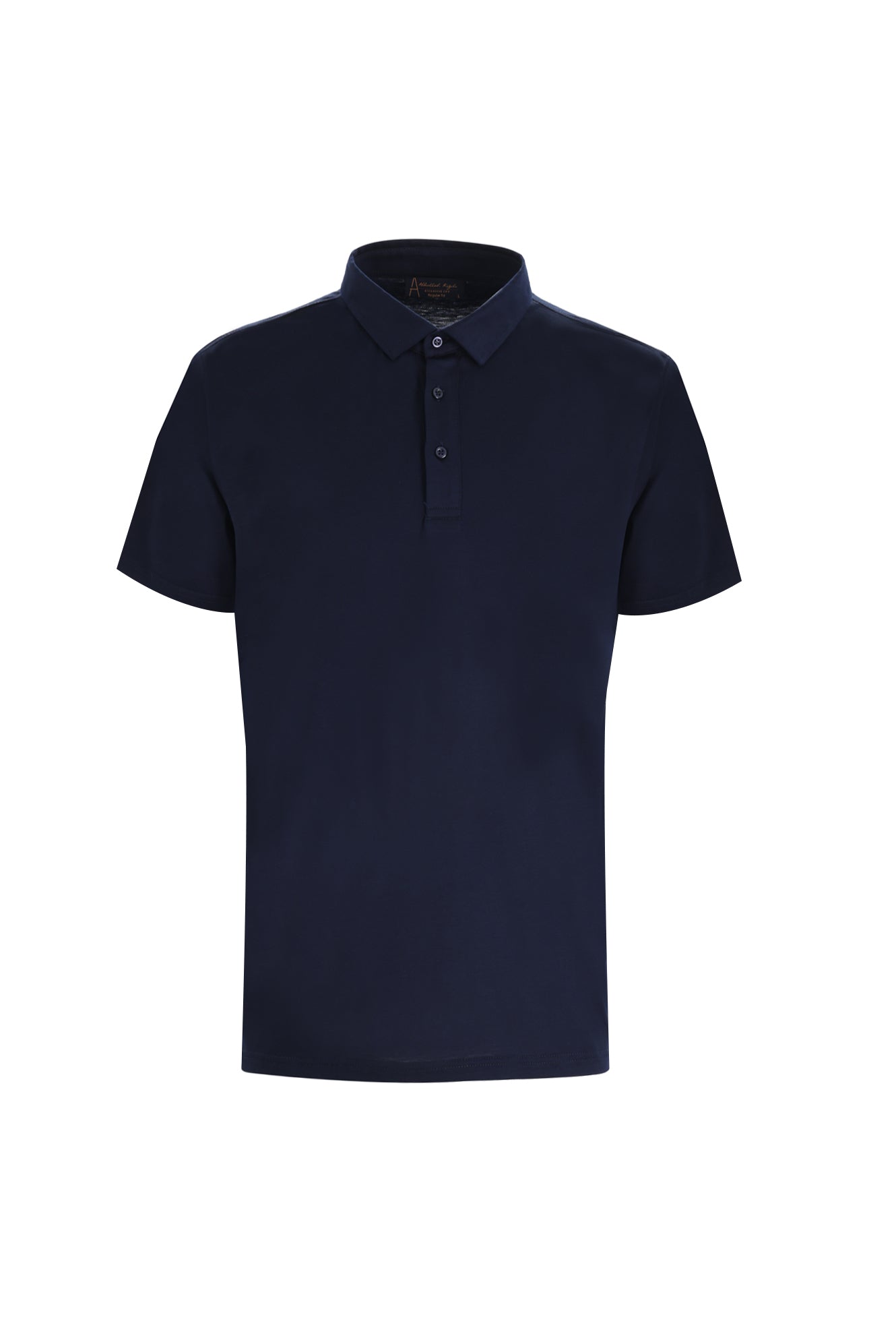 Orta Lacivert Yar?m ?talyan Yaka Süprem Pamuklu T-shirt-Abdullah Ki??l?