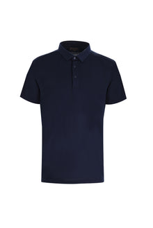 Orta Lacivert Yar?m ?talyan Yaka Süprem Pamuklu T-shirt-Abdullah Ki??l?
