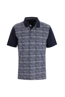 Orta Lacivert Polo Yaka Desenli Regular Fit Pamuk T-shirt