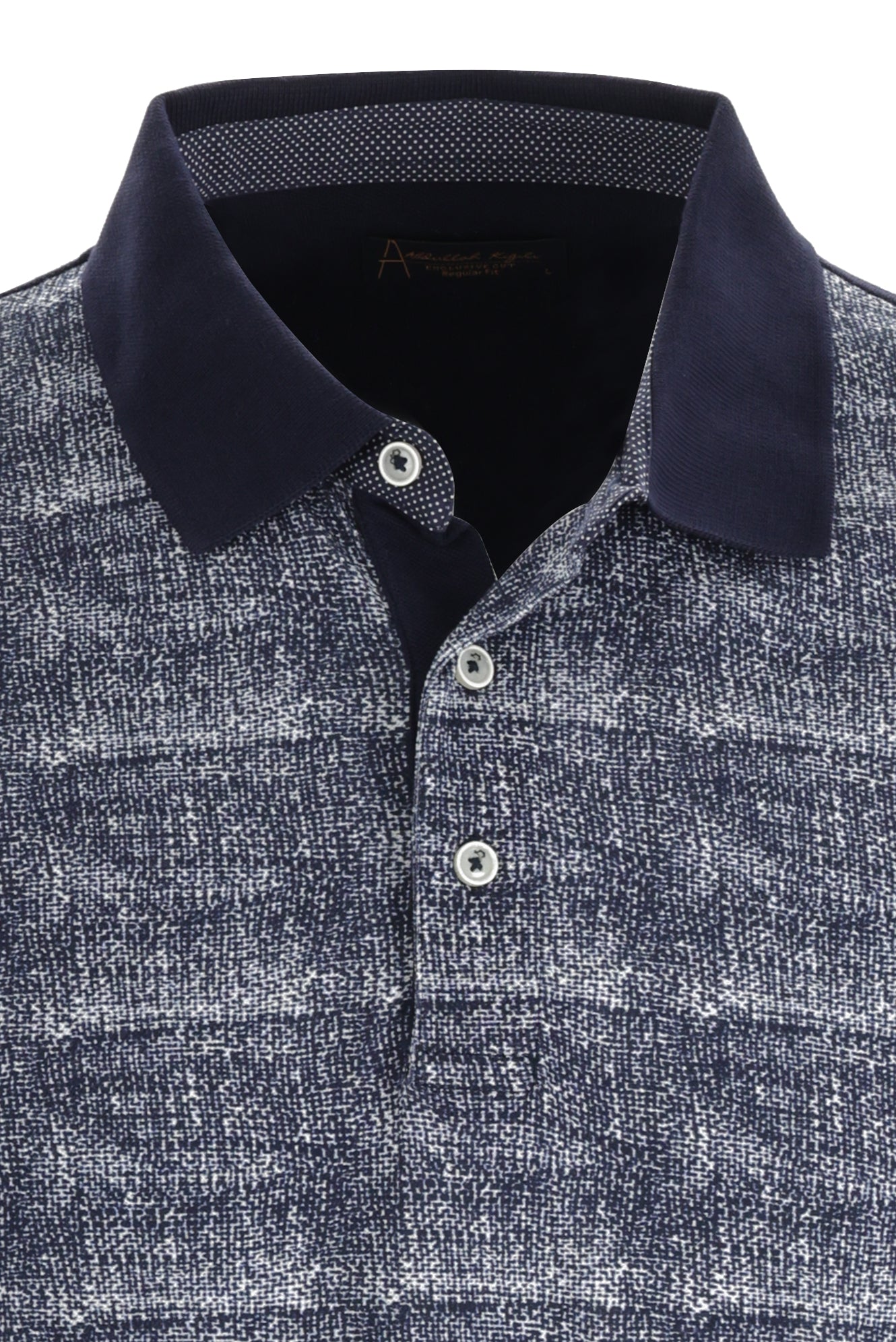 Orta Lacivert Polo Yaka Desenli Regular Fit Pamuk T-shirt