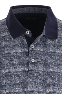 Orta Lacivert Polo Yaka Desenli Regular Fit Pamuk T-shirt