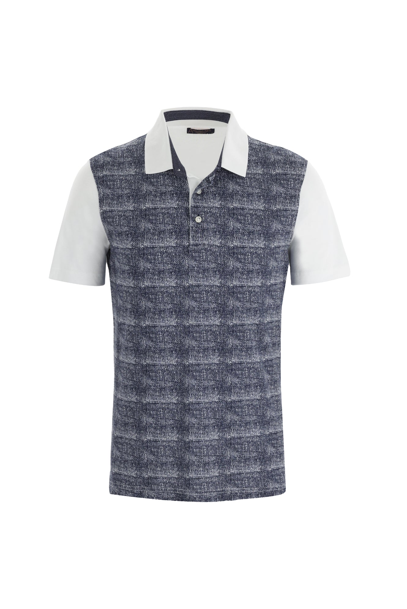 Beyaz Polo Yaka Desenli Regular Fit Pamuk T-shirt