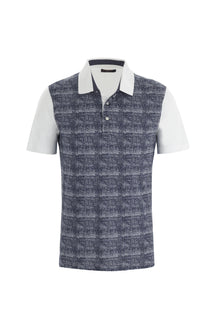 Beyaz Polo Yaka Desenli Regular Fit Pamuk T-shirt