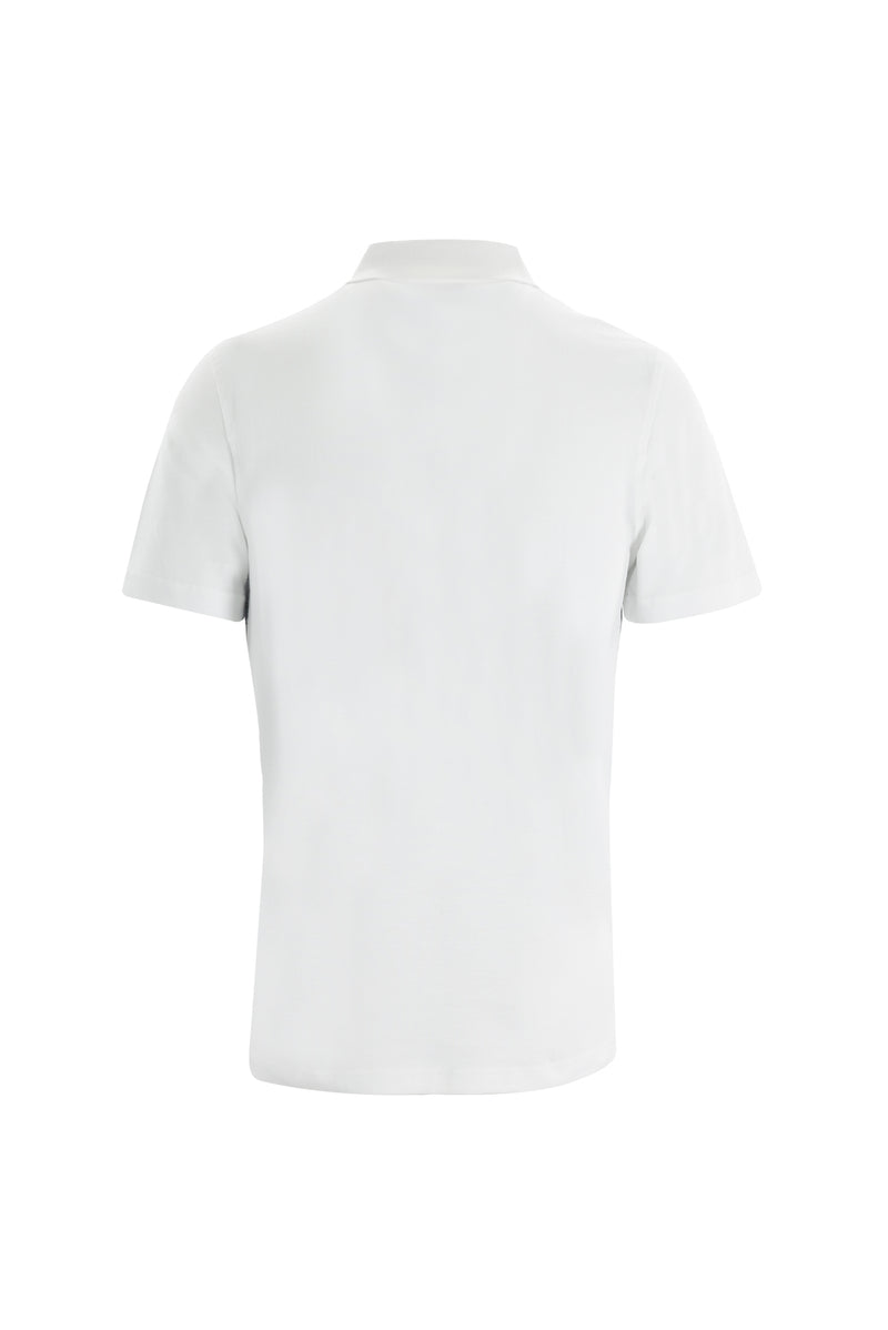 Beyaz Polo Yaka Desenli Regular Fit Pamuk T-shirt