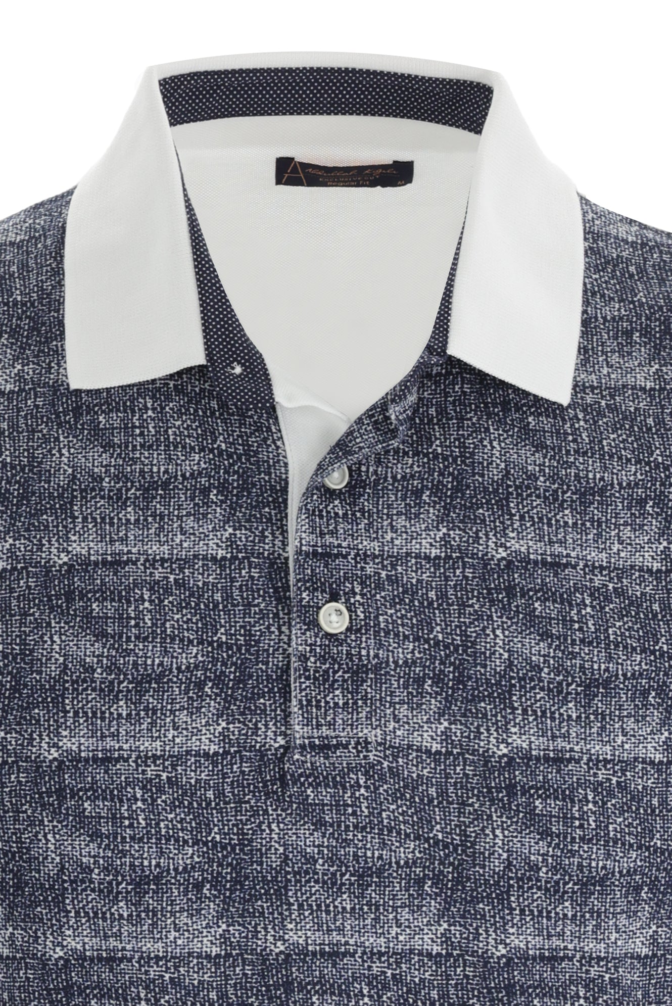 Beyaz Polo Yaka Desenli Regular Fit Pamuk T-shirt