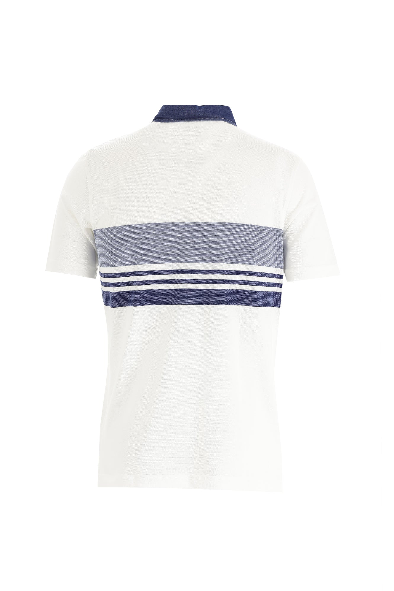 Beyaz Polo Yaka Regular Fit Desenli Pamuk T-shirt