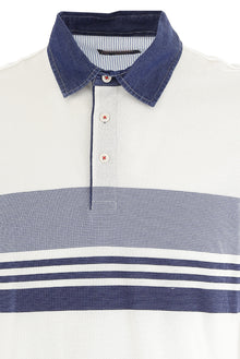 Beyaz Polo Yaka Regular Fit Desenli Pamuk T-shirt