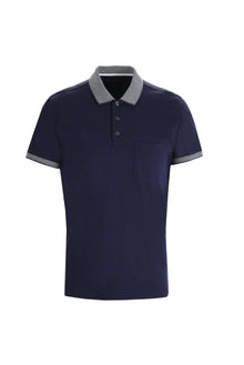 Orta Lacivert Polo Yaka Regular Fit Pamuk T-shirt