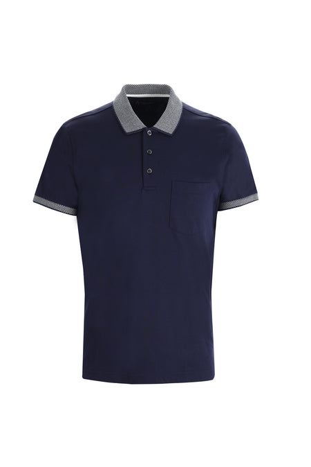 Orta Lacivert Polo Yaka Regular Fit Pamuk T-shirt