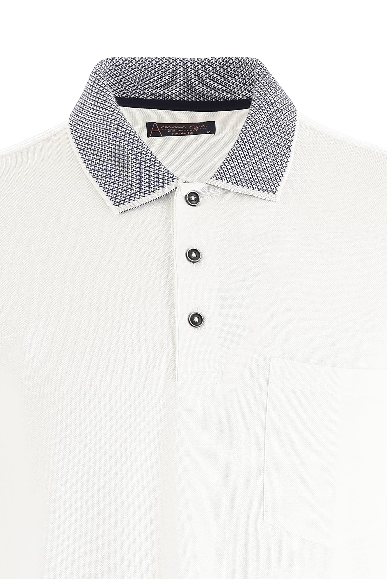 Beyaz Polo Yaka Regular Fit Pamuk T-shirt