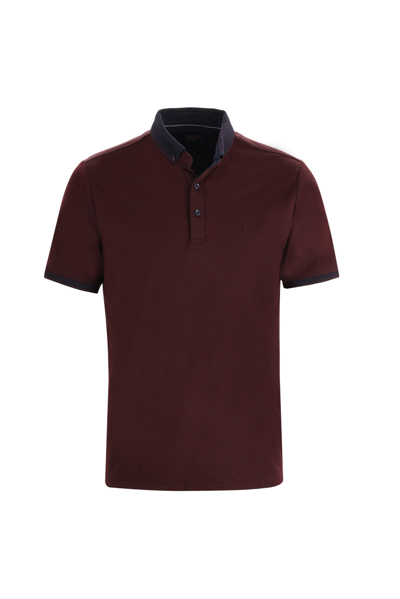 Koyu Bordo Polo Yaka Regular Fit T-shirt