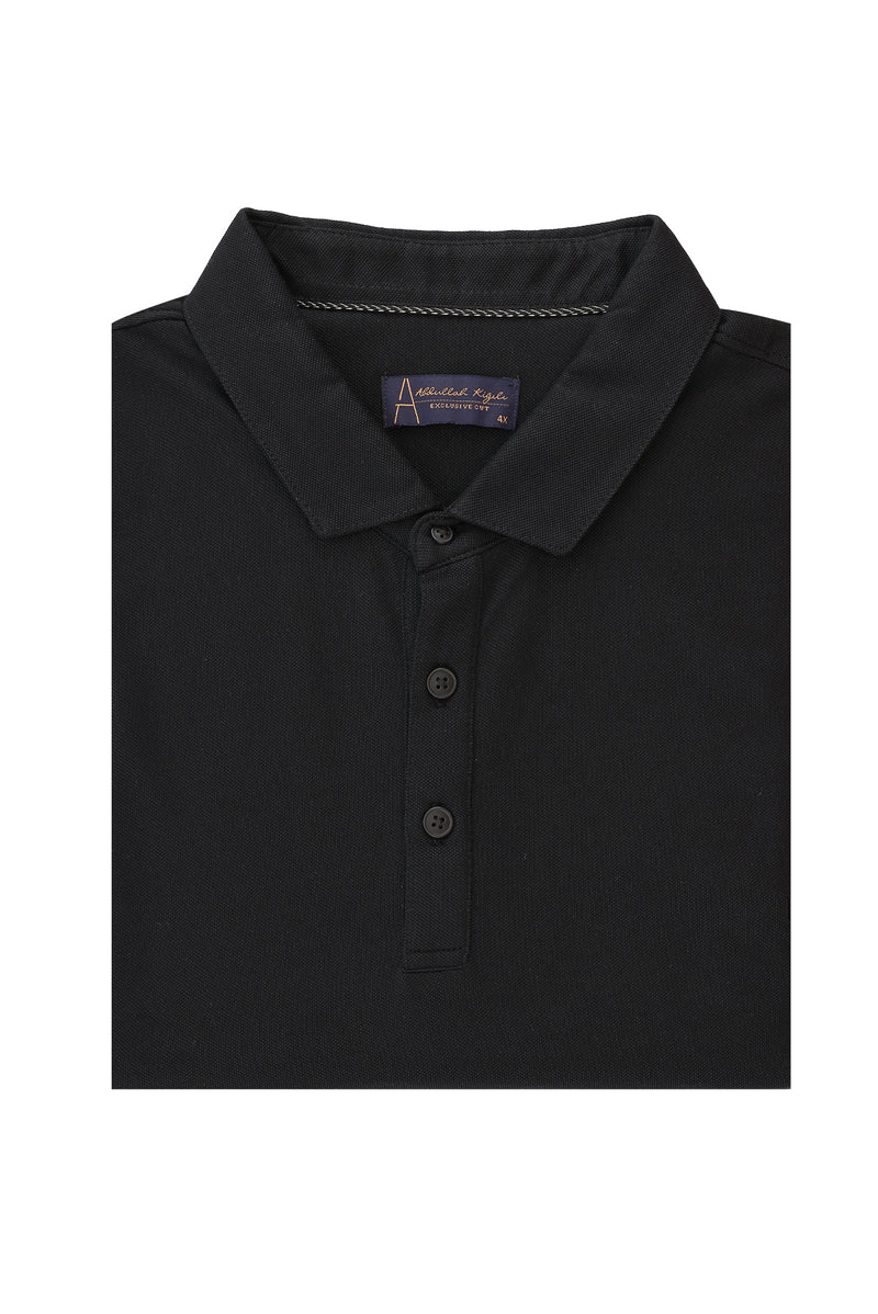 Siyah Büyük Beden Polo Yaka T-shirt