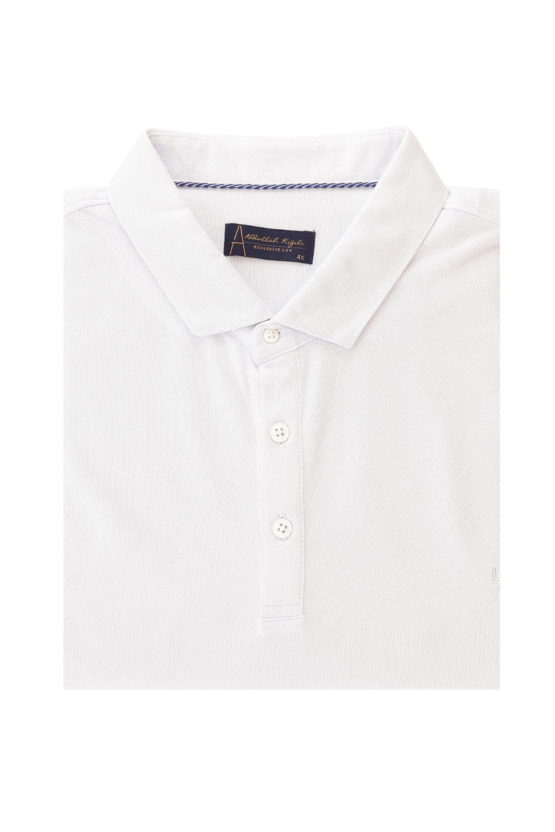Beyaz Büyük Beden Polo Yaka T-shirt