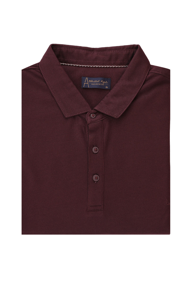 Koyu Bordo Büyük Beden Polo Yaka T-shirt