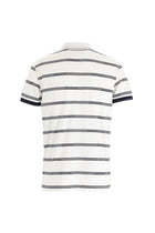 Beyaz Polo Yaka Regular Fit Çizgili Pamuk T-shirt