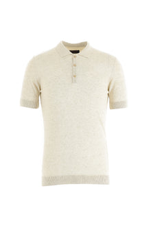 Ekru Polo Yaka Slim Fit Dar Kesim T-shirt