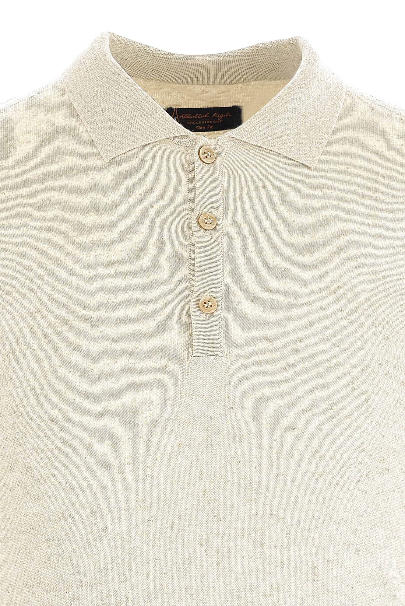 Ekru Polo Yaka Slim Fit Dar Kesim T-shirt
