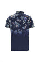 Orta Lacivert ?talyan Yaka Slim Fit Dar Kesim Desenli Pamuk T-shirt-Abdullah Ki??l?