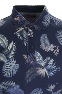Orta Lacivert ?talyan Yaka Slim Fit Dar Kesim Desenli Pamuk T-shirt-Abdullah Ki??l?